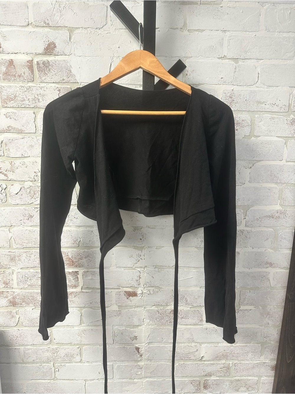 Black Long-Sleeve Open Front organic hemp, yoga top